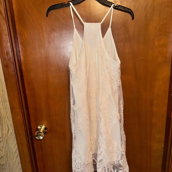 Cream Boho Embroidered Sheer Lace Dress - Picture 4 of 4